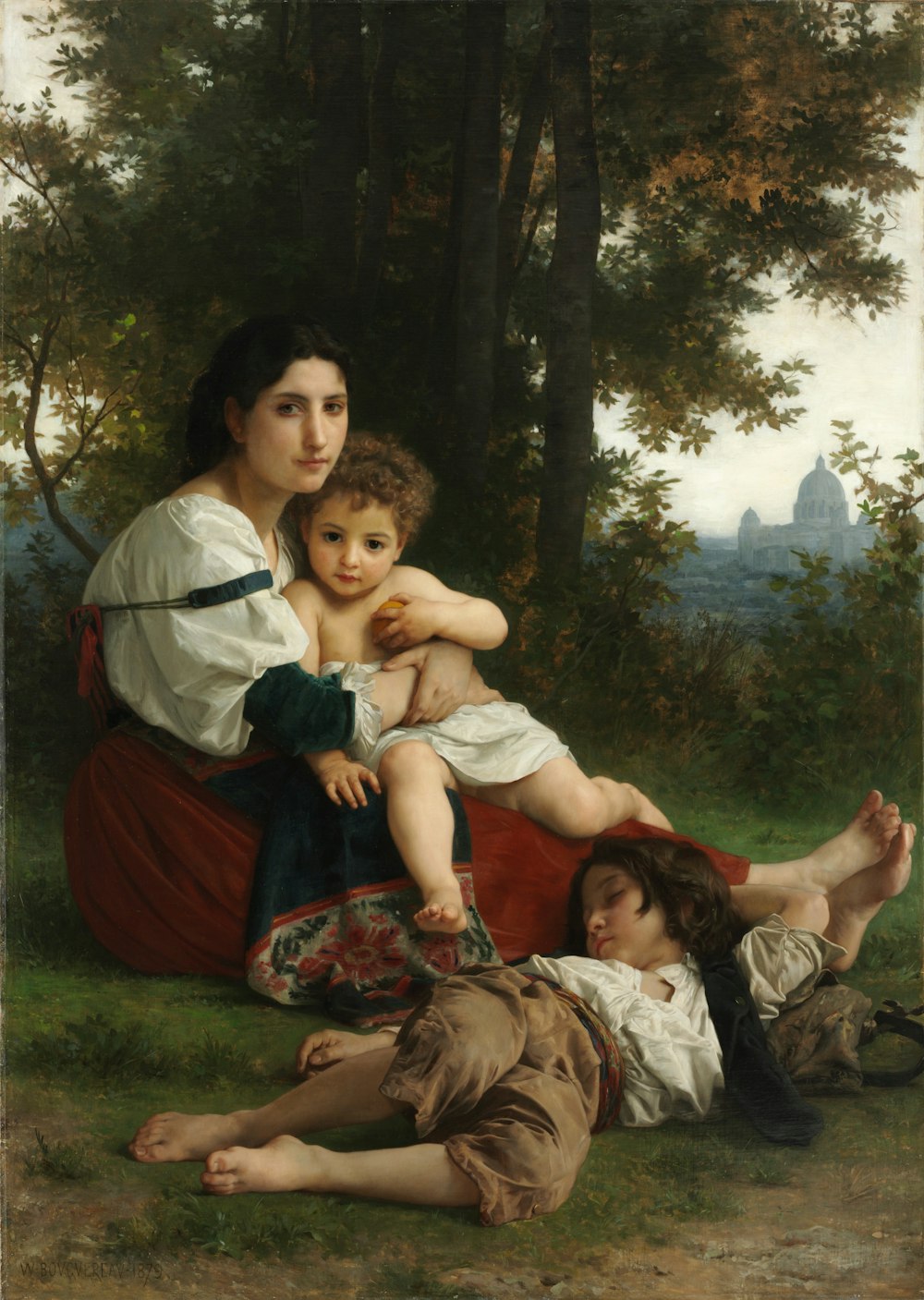 a painting of a woman holding a child