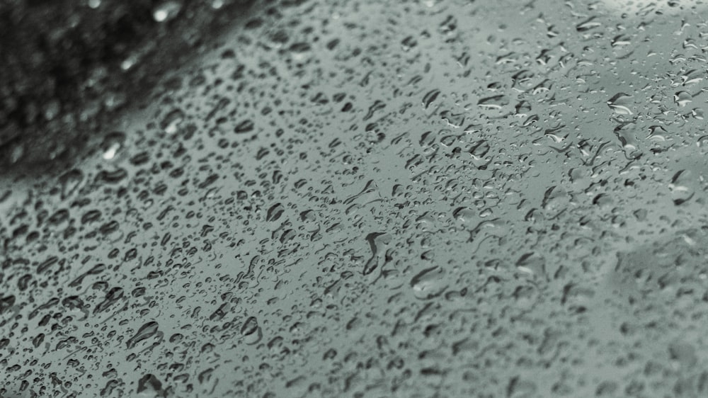 a black and white photo of raindrops on a window