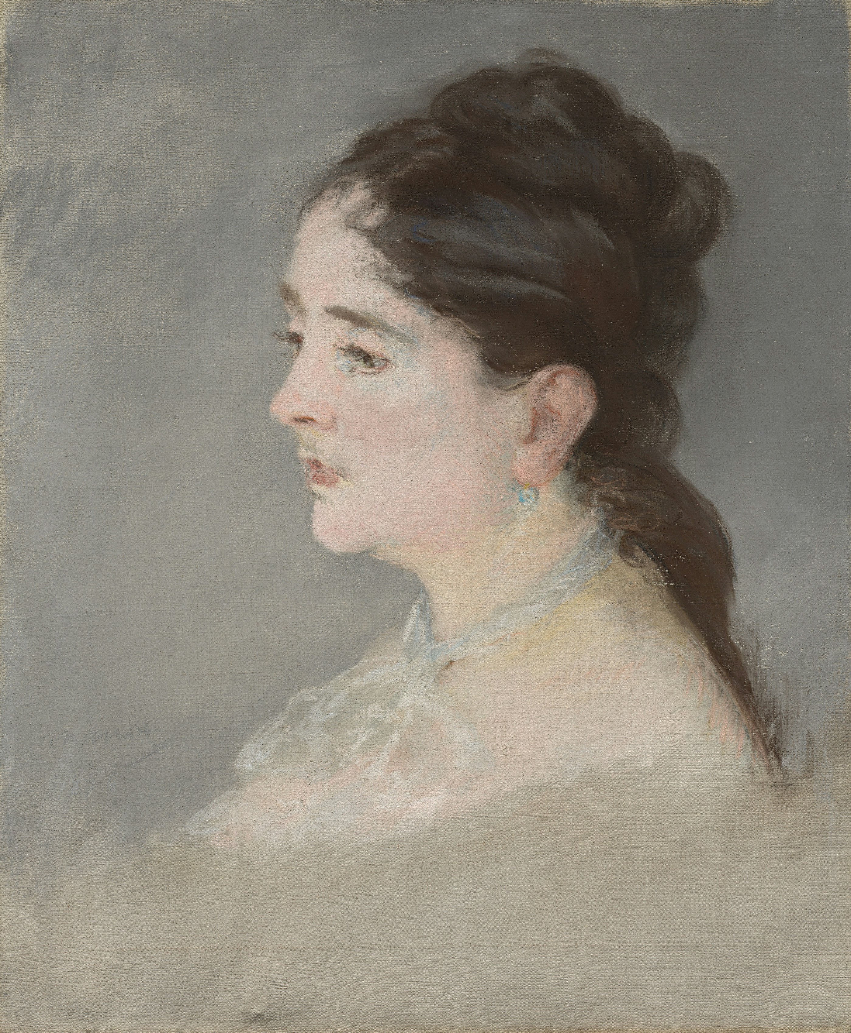 a painting of a woman in a white dress