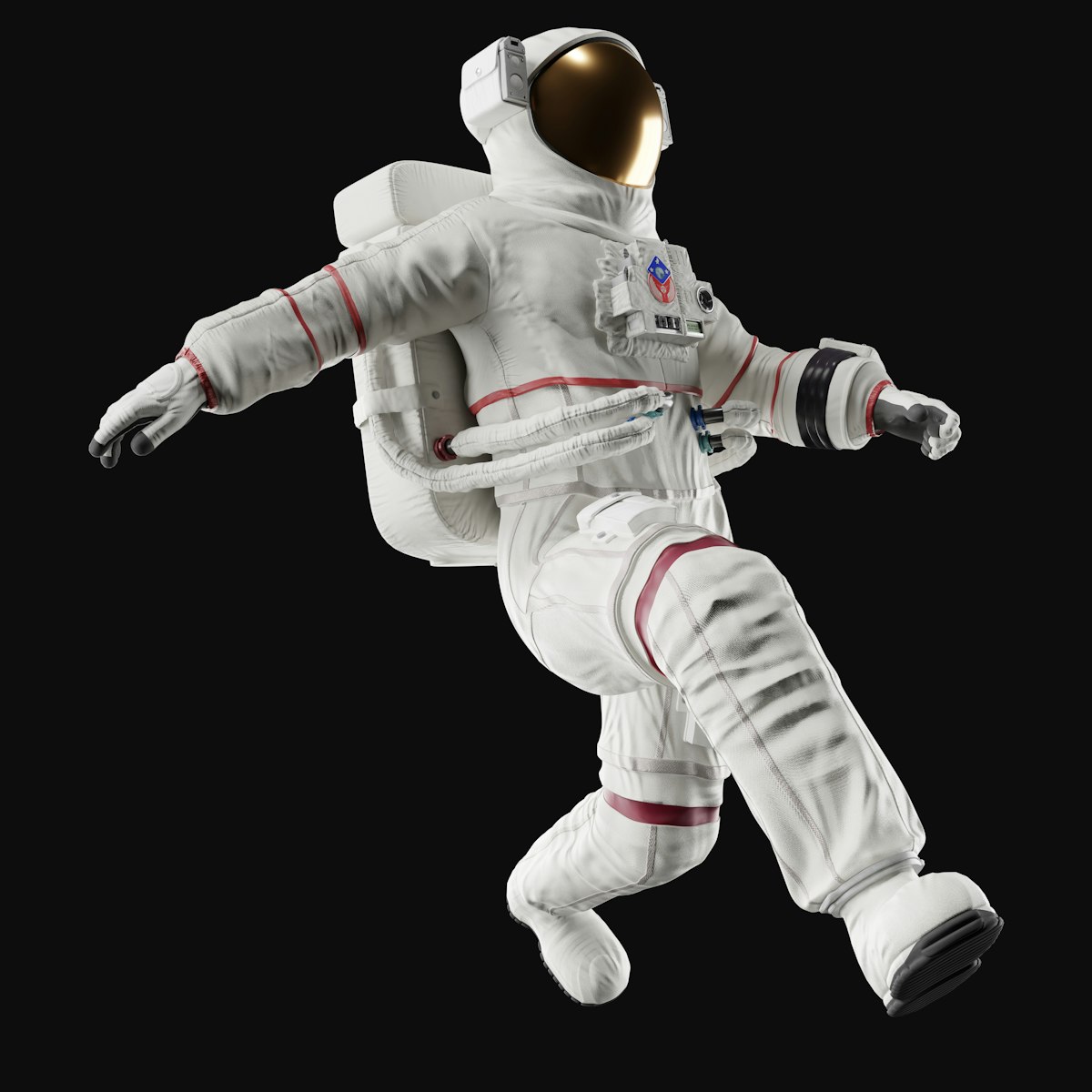 Astronaute en combinaison spatiale blanche flottant dans l'espace
