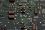 a close up of a printed circuit board