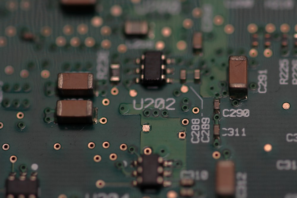 a close up of a printed circuit board