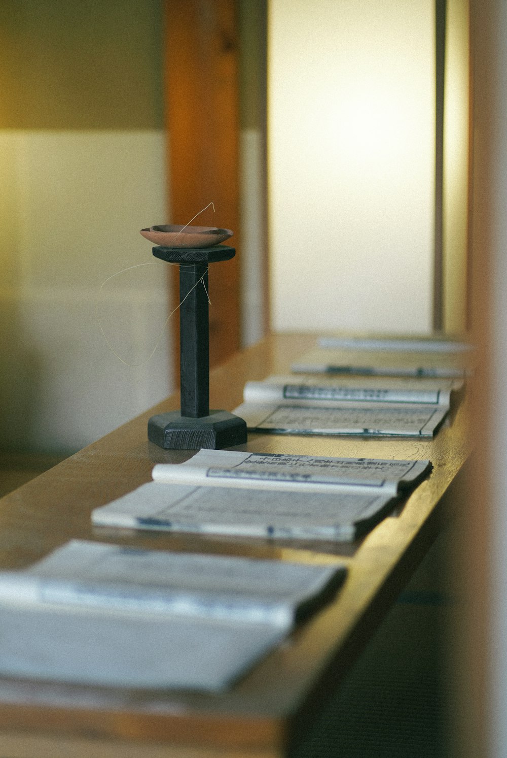 a table with a bunch of papers on it