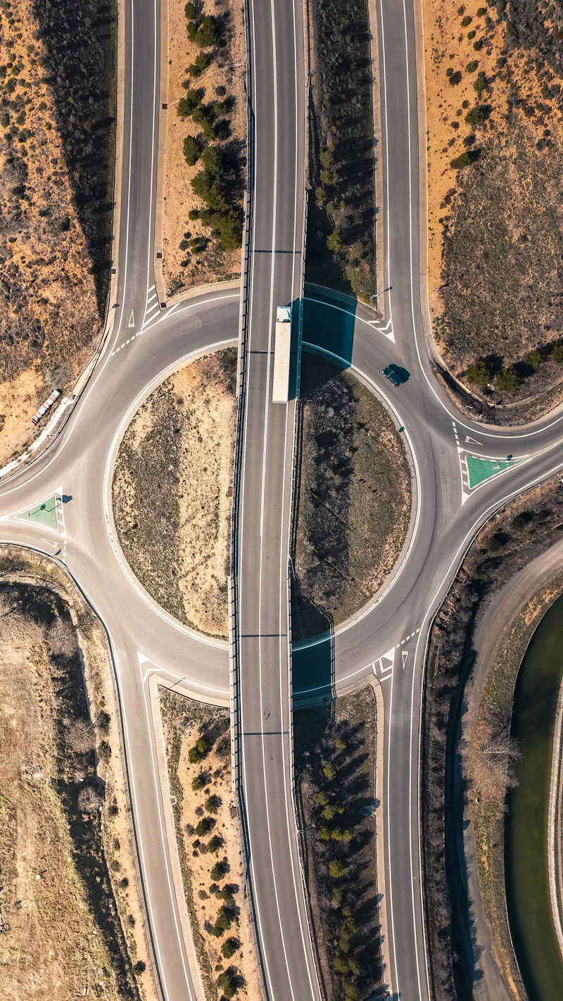 Aerial desert highway interchange