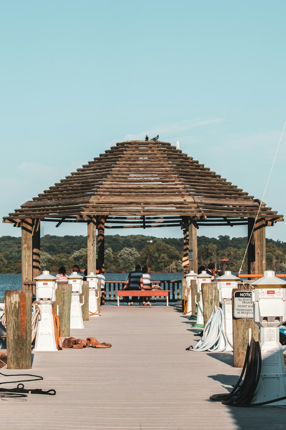 a pier with a boat tied up to it