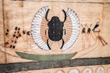 a picture of a scarab bug on a piece of wood