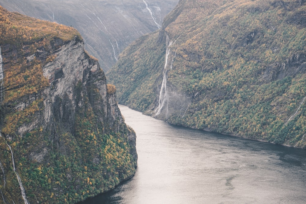 a large body of water surrounded by mountains