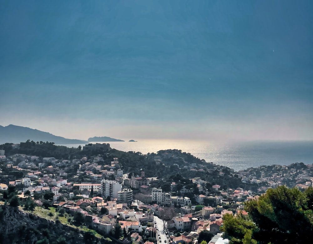 a view of a city and a body of water