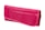 A bright pink fabric wallet with a tri-fold design and a soft sheen. The wallet is neatly stitched along the edges and appears to be made from a durable, lightweight material.