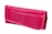 A bright pink fabric wallet with a tri-fold design and a soft sheen. The wallet is neatly stitched along the edges and appears to be made from a durable, lightweight material.