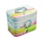 A rectangular, colorful box featuring a serene landscape design with a tree in a heart shape, surrounded by splashes of vibrant colors such as pink, green, and blue. The box has a reflective silver handle on top and a textured pattern on its surface.