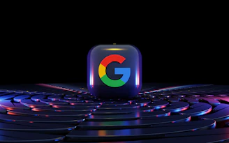 a google logo sitting on top of a computer keyboard
