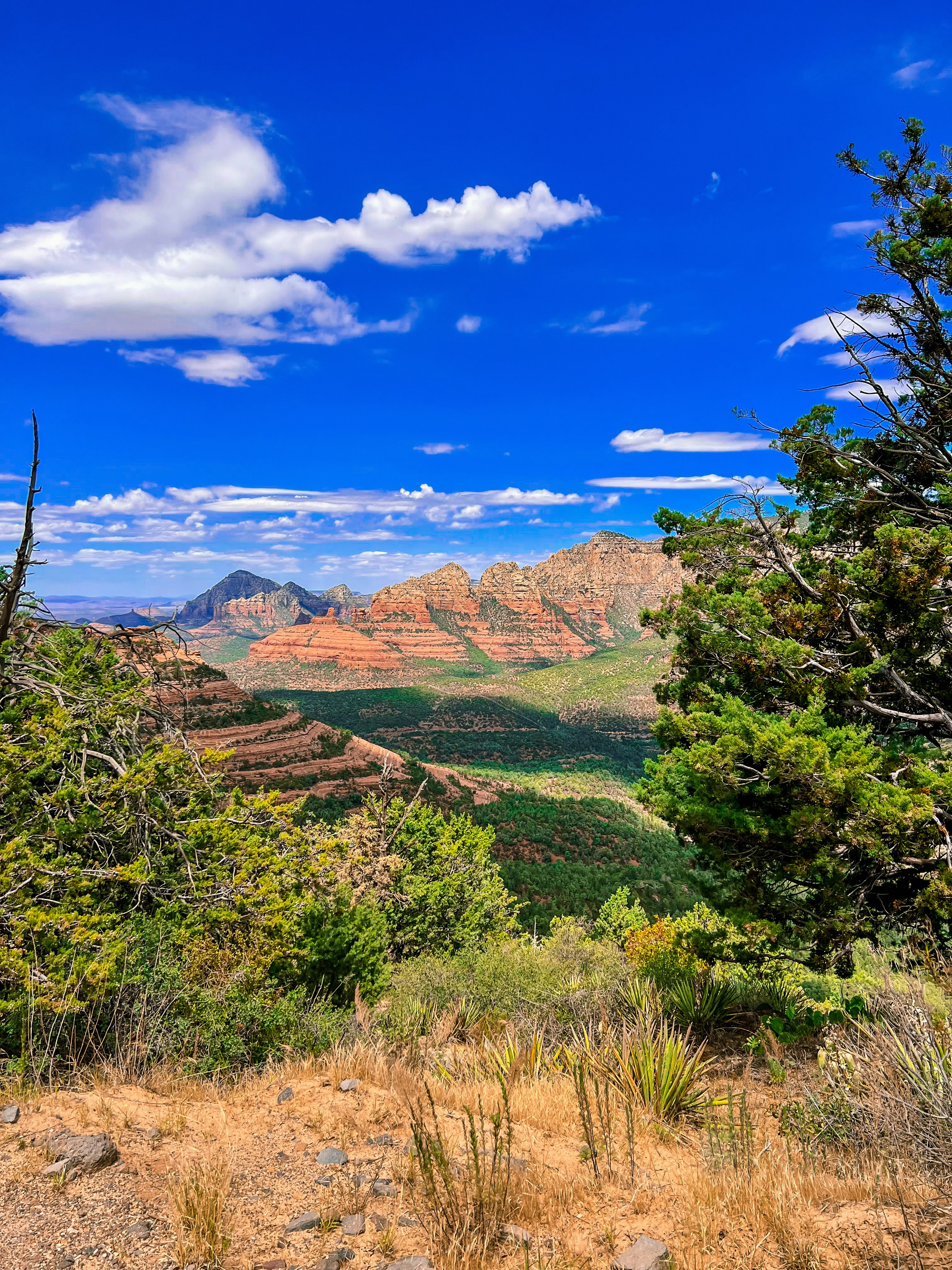 Panoramic view of Sedona valley and red rock mountains