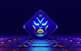 a stylized image of a blue and yellow face