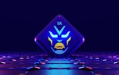 a stylized image of a blue and yellow face