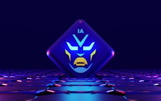 a stylized image of a blue and yellow face