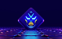 a stylized image of a blue and yellow face