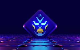 a stylized image of a blue and yellow face