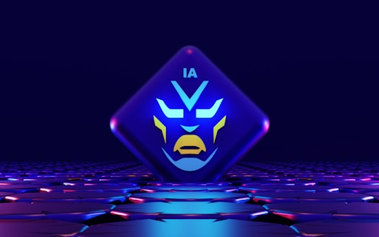 a stylized image of a blue and yellow face