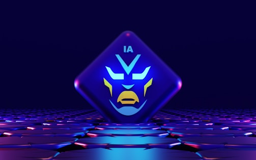 a stylized image of a blue and yellow face