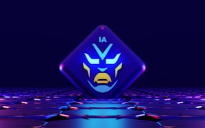 a stylized image of a blue and yellow face