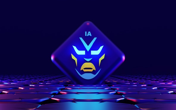 a stylized image of a blue and yellow face