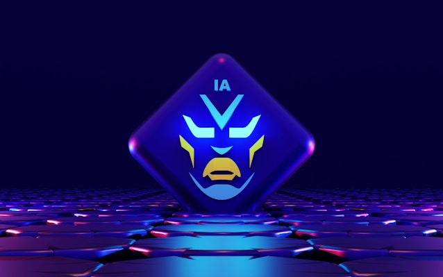a stylized image of a blue and yellow face