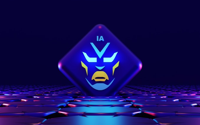 a stylized image of a blue and yellow face