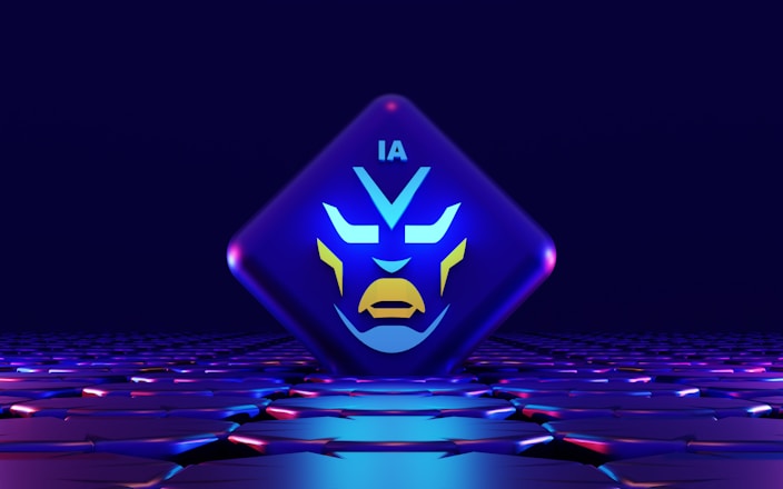 a stylized image of a blue and yellow face