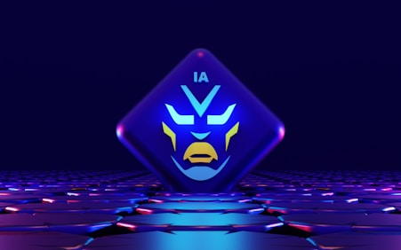 a stylized image of a blue and yellow face