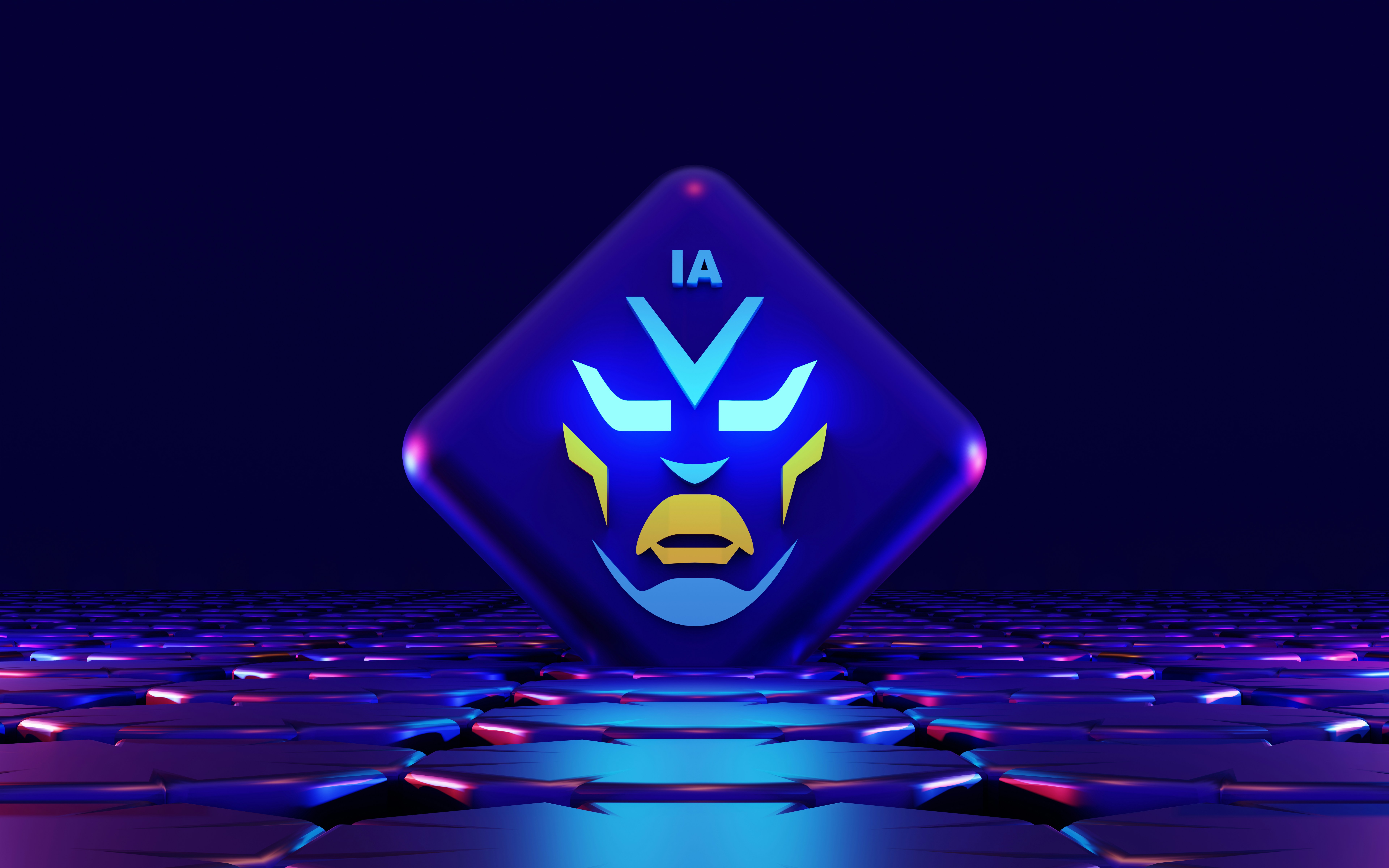 a stylized image of a blue and yellow face