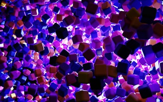 a large amount of purple and red cubes