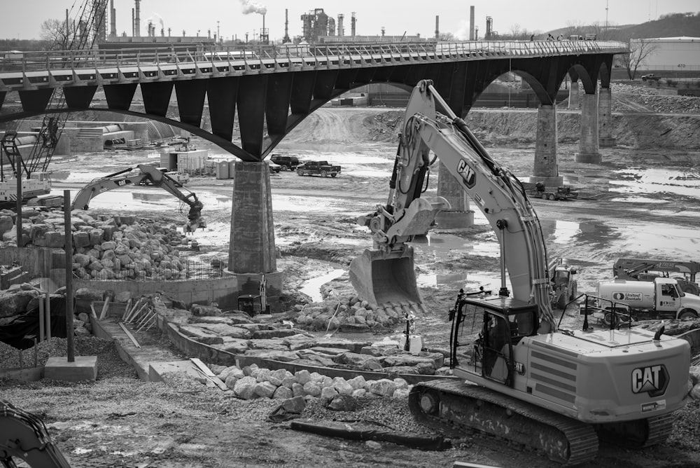 a black and white photo of a construction site