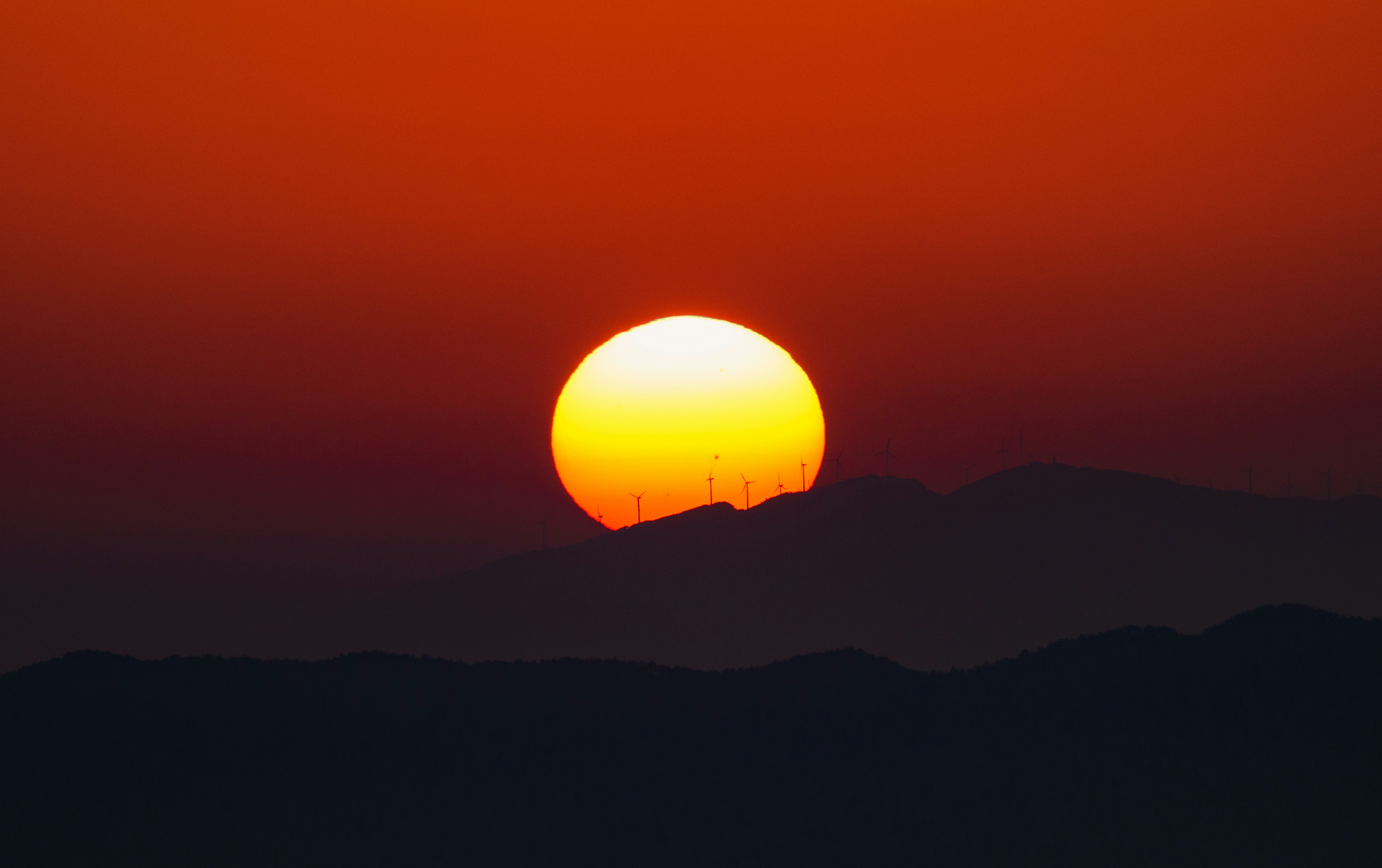 Beautiful sunrise over mountains showing natural light transition