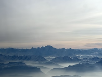 a view of a mountain range from an airplane