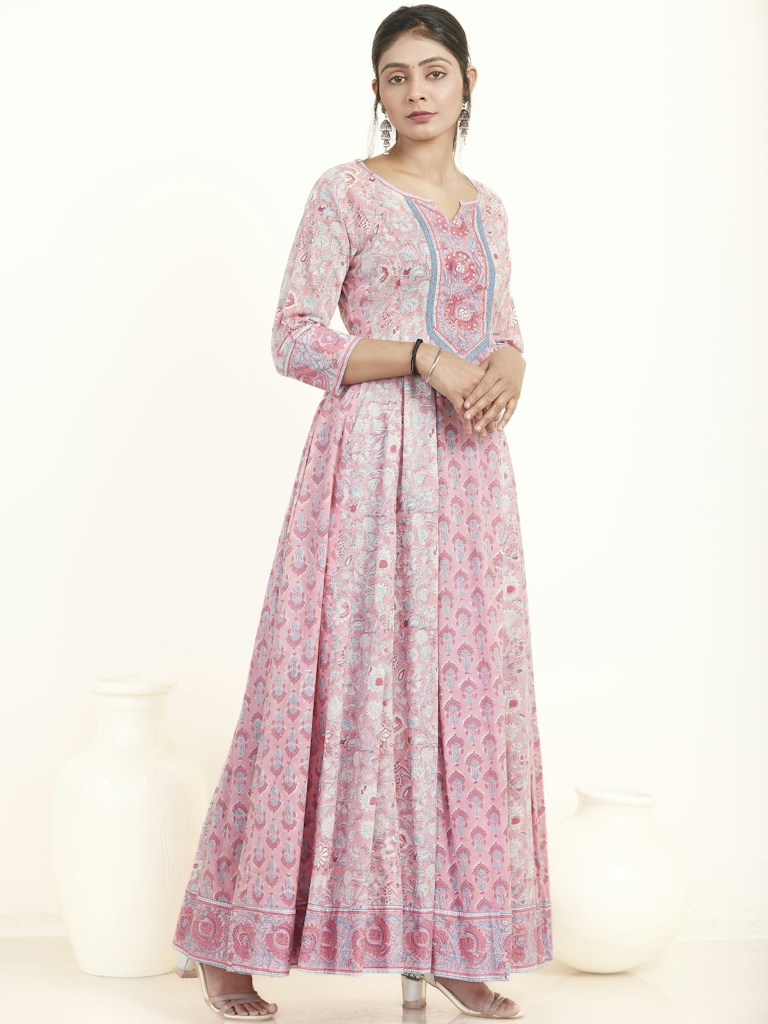 Blush Gathered Midi Dress