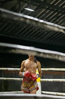 a statue of a man in a boxing ring
