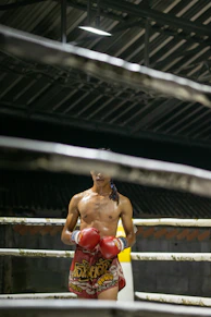 a statue of a man in a boxing ring