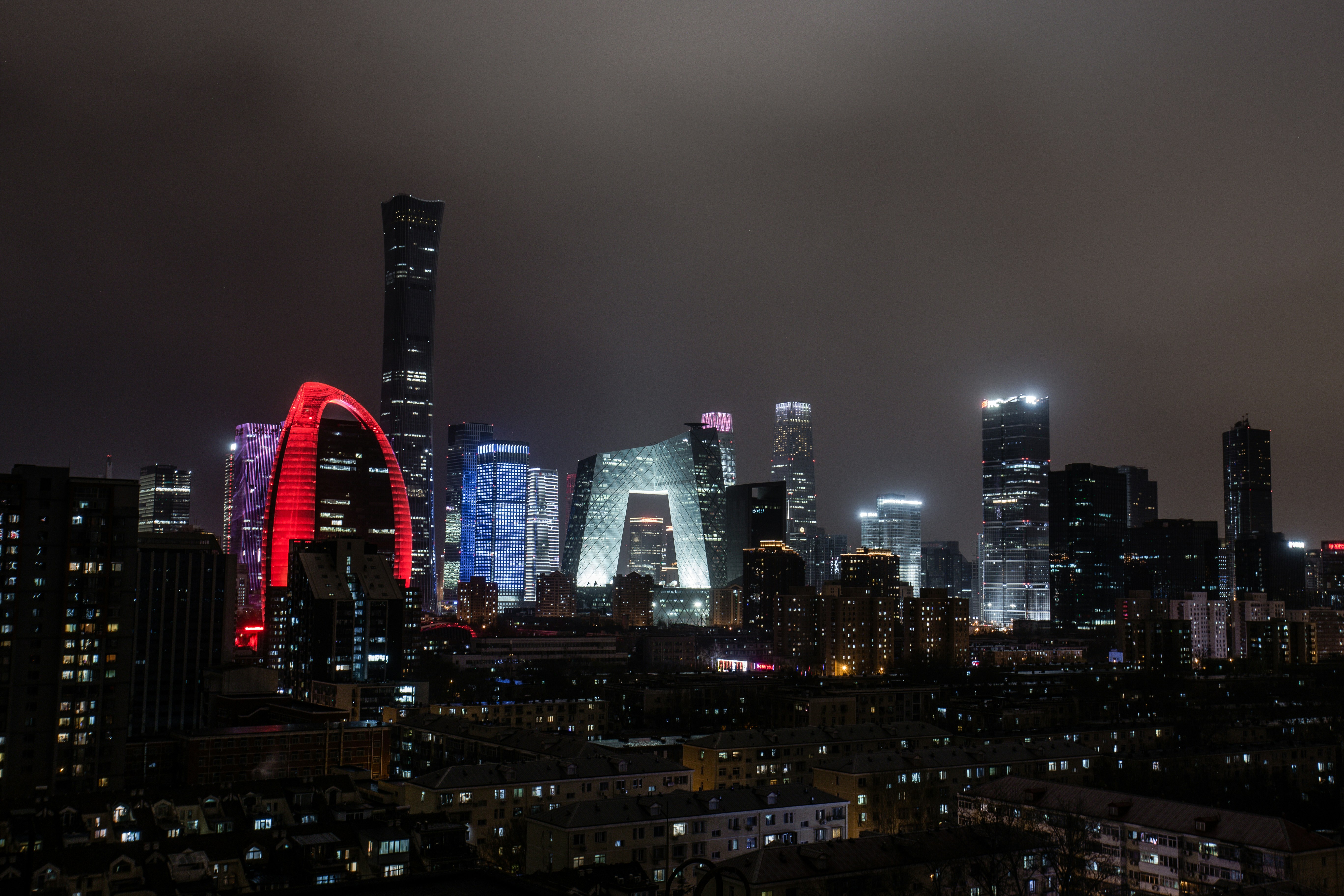 Night skyline in Beijing, representing staying connected in cities