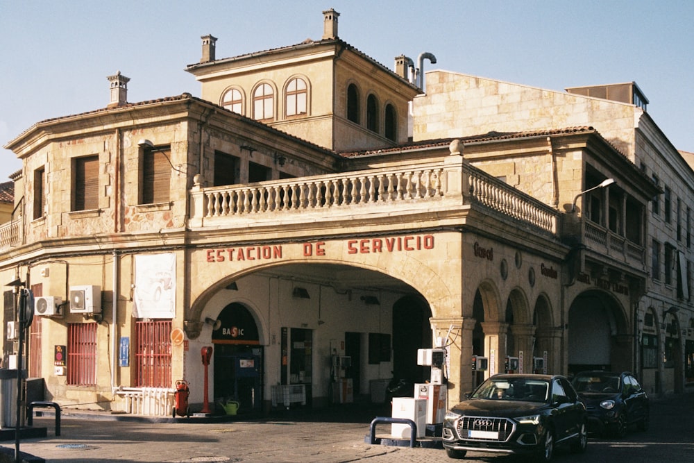 a car parked in front of a building