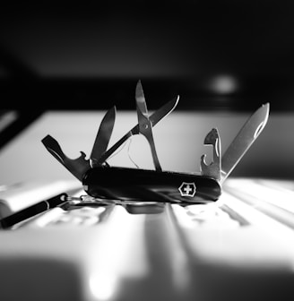 a pair of scissors sitting on top of a table