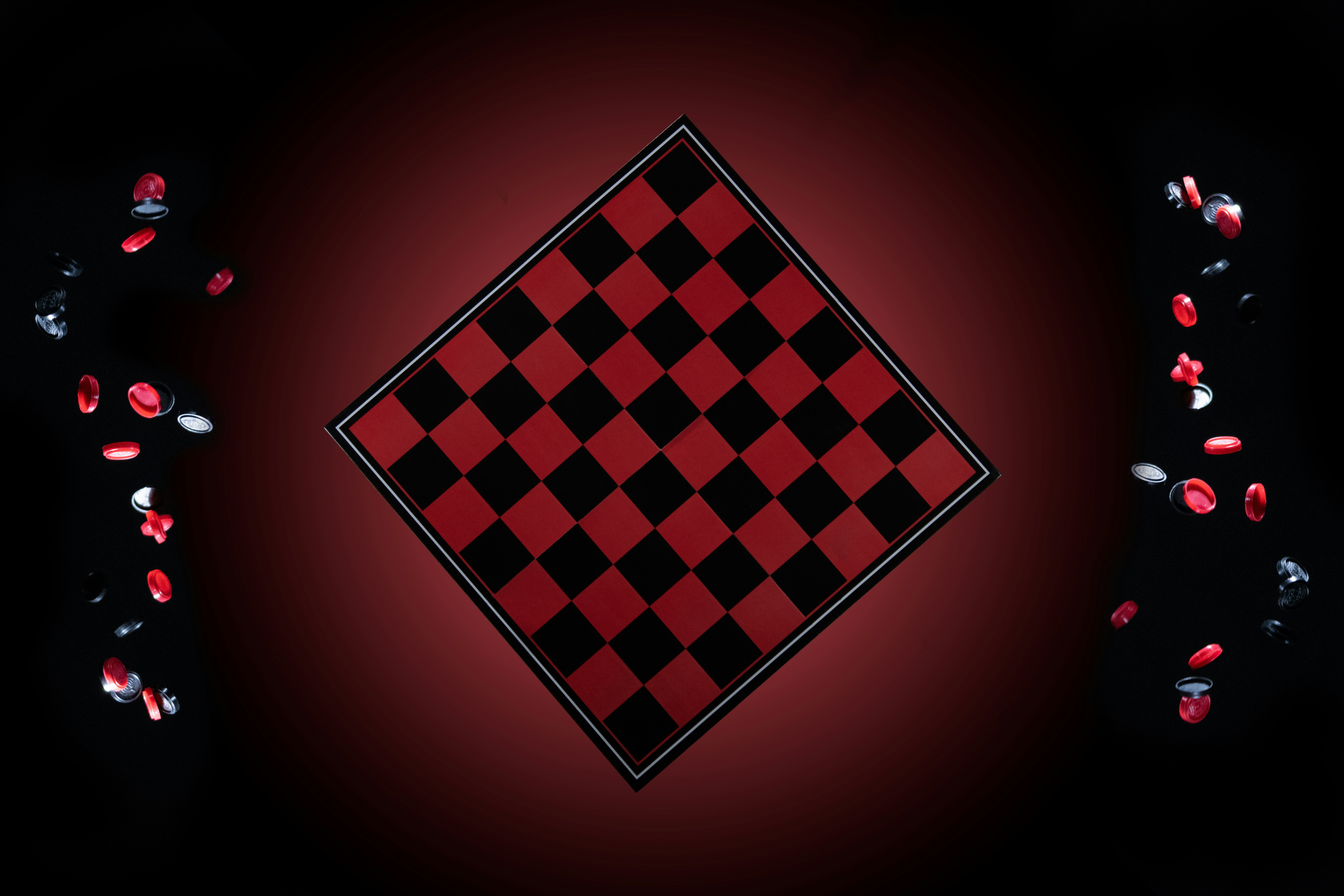 Checkers Board with floating pieces