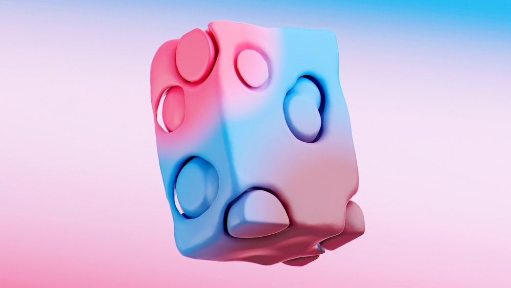 Una imagen 3D de un objeto rosa y azul