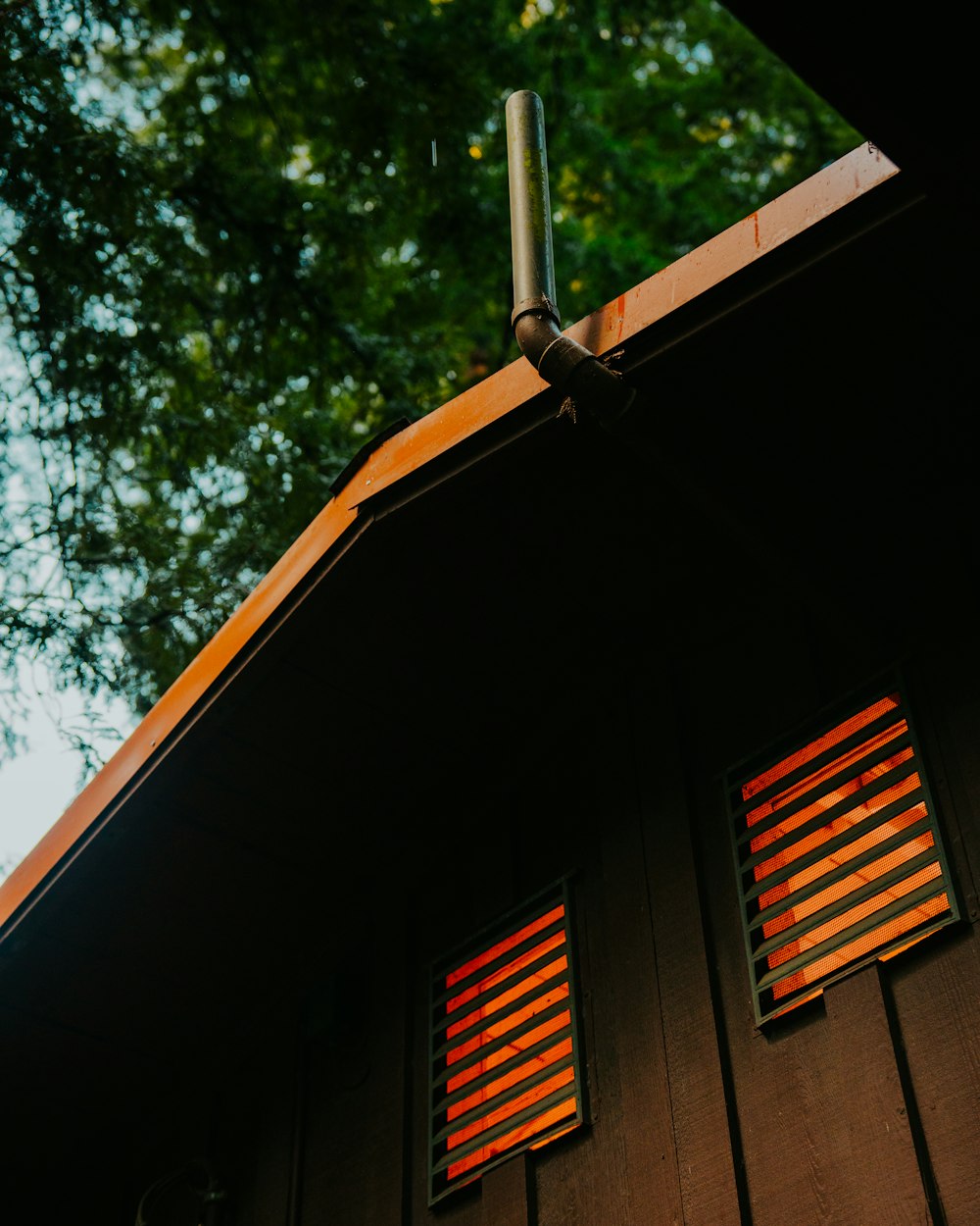 a close up of a building with two windows