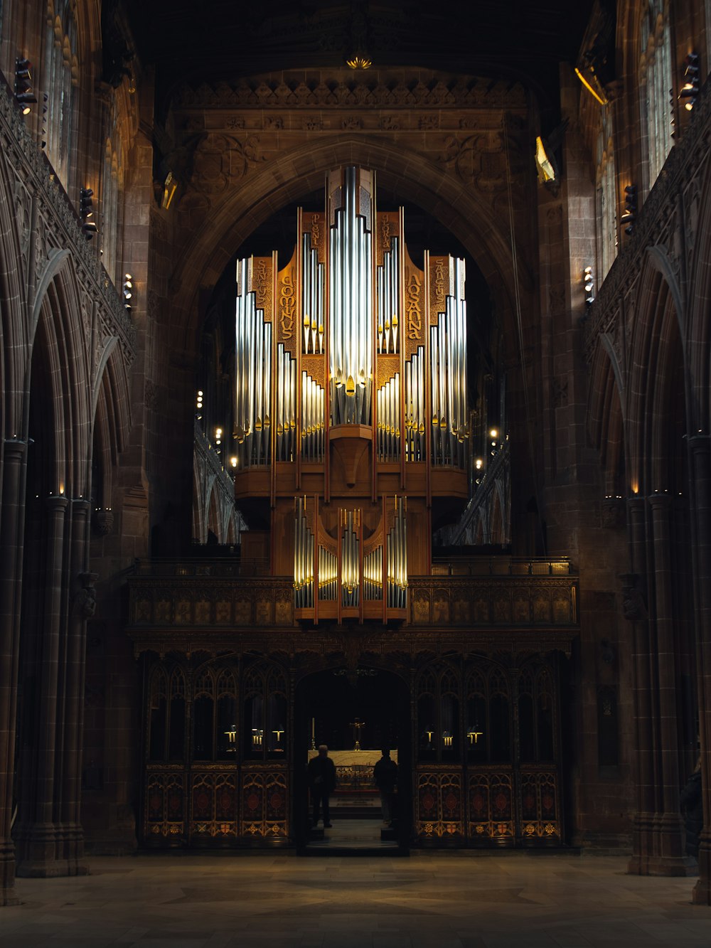 a large pipe organ in a large cathedral