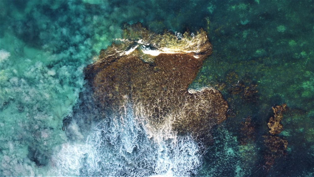 an aerial view of a body of water