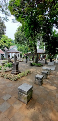A serene courtyard where students gather for reflection and prayer