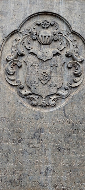 An ancient noble family crest engraved on aged parchment
