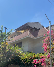 Sunlit residential house roof with fresh green apple-themed roofing materials being installed.
