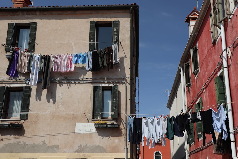 clothes hanging out to dry on a clothes line